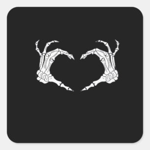 Sticker Carré Skeleton Heart Hands Classic