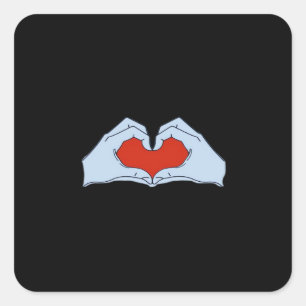 Sticker Carré Skeleton Heart Hands Classic & Basic Halloween