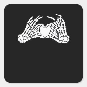 Sticker Carré Skeleton Heart Hands - Lumière