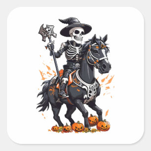 Sticker Carré Skeleton Horse Rider
