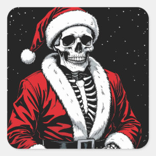 Sticker Carré Skeleton Père Noël