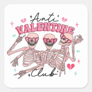 Sticker Carré Skeletons de la Journée anti-Valentines