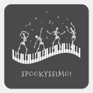 Sticker Carré Skeletons d'Halloween Professeur de musique Primes
