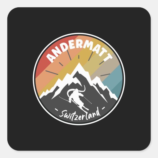 Sticker Carré Ski À Andermatt - Suisse (Devant)