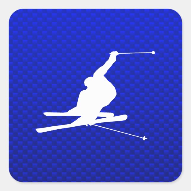 Sticker Carré Ski à neige bleue (Devant)
