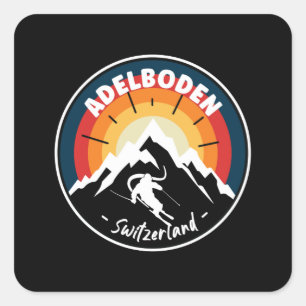 Sticker Carré Ski Adelboden Suisse Vintage