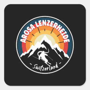 Sticker Carré Ski Arosa Lenzerheide Suisse Vintage