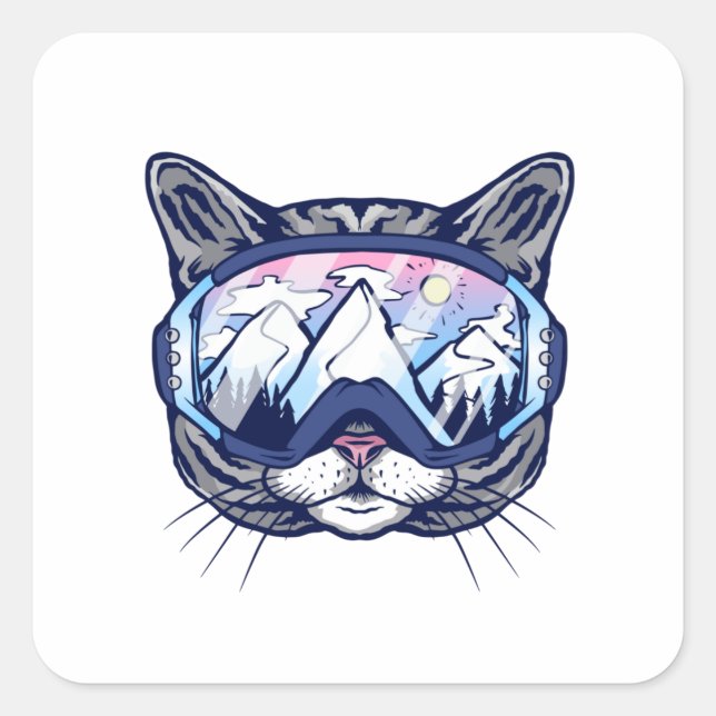STICKER CARRÉ SKI CAT (Devant)