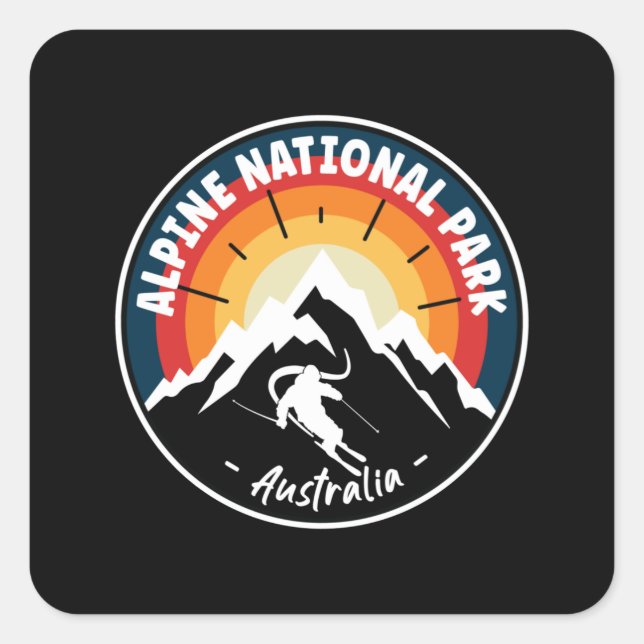 Sticker Carré Ski Dans Le Parc National Alpin Australie (Devant)
