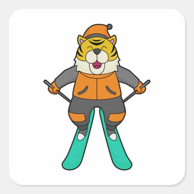 Sticker Carré Ski de Tiger (Devant)