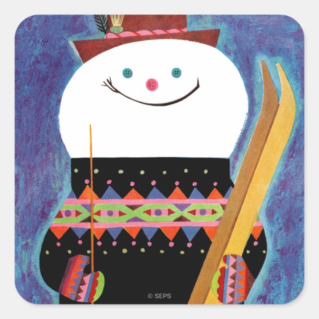Sticker Carré Skis pour Snowman (Devant)