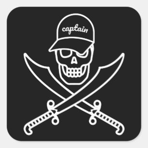 Sticker Carré Skull and swords