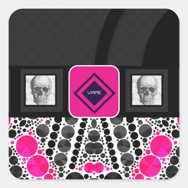 Sticker Carré Skuls Vape Zebra Bling (Devant)