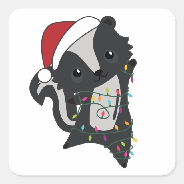 Sticker Carré Skunk Christmas (Devant)