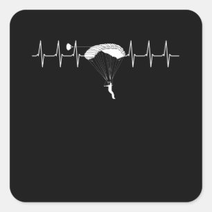 Sticker Carré Skydive Parachute Heartbeat Skydive Pulse