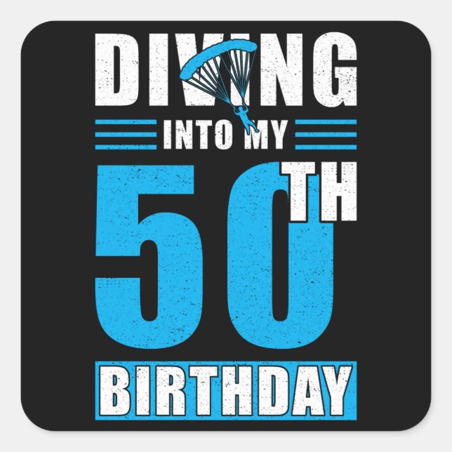 Sticker Carré Skydiver Gift 50th Birthday (Devant)