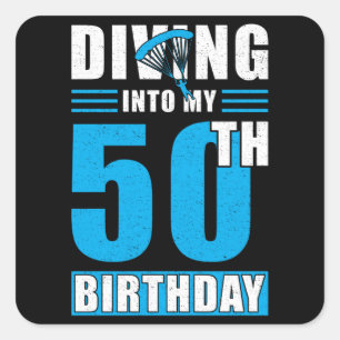 Sticker Carré Skydiver Gift 50th Birthday