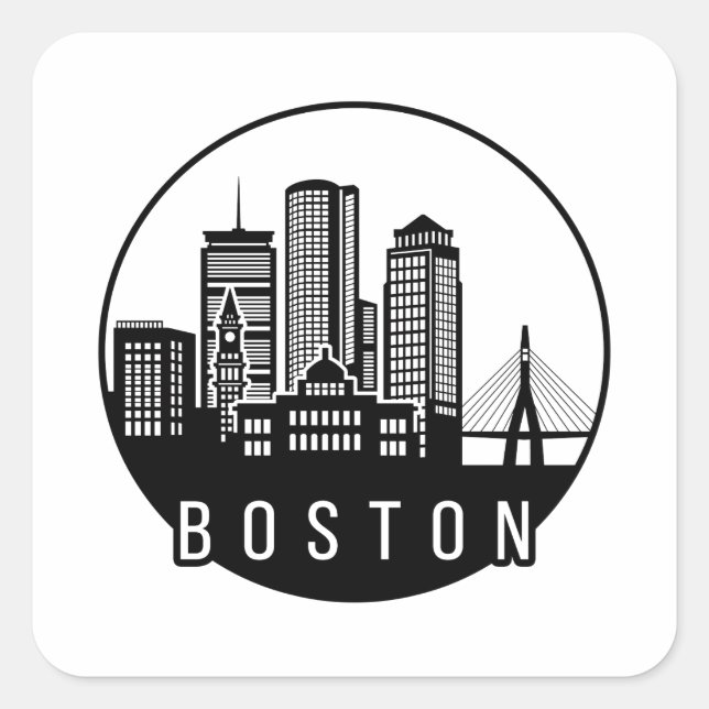 Sticker Carré Skyline de Boston City (Devant)