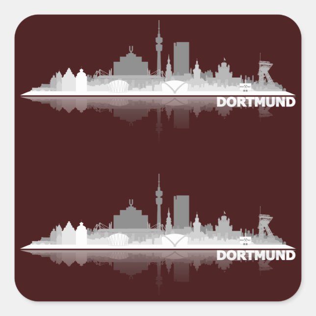 Sticker Carré Skyline de Dortmund (Devant)