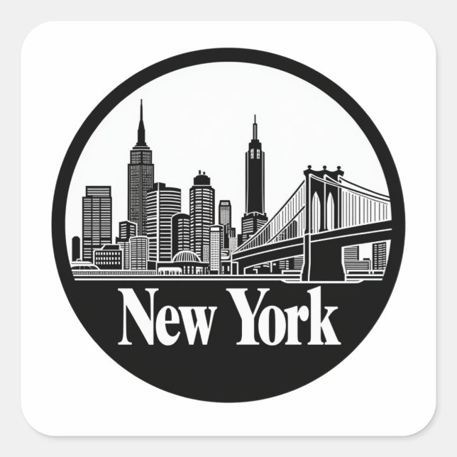 Sticker Carré Skyline de New York (Devant)