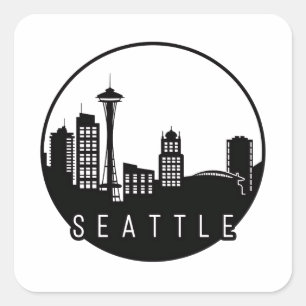 Sticker Carré Skyline de Seattle