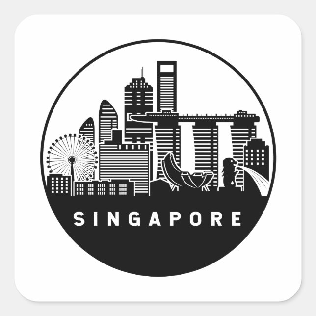 Sticker Carré Skyline de Singapour (Devant)