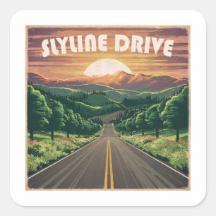 Sticker Carré Skyline Drive Virginia Sunset