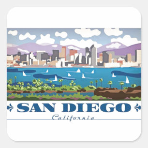 Sticker Carré Skyline San Diego