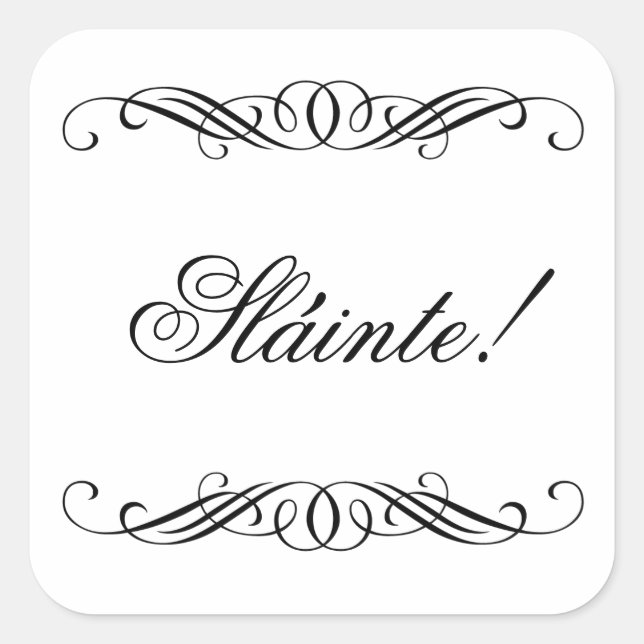 Sticker Carré Slainte - Élégant Mariage Swirl (Devant)