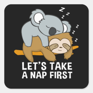 Sticker Carré Sloth Koala Dormant sur la sellette