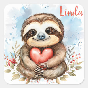 Sticker Carré Sloth love personnalise