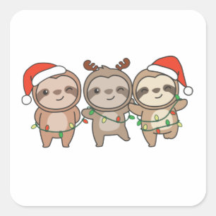 Sticker Carré Sloth Noël Animaux mignons Sloth