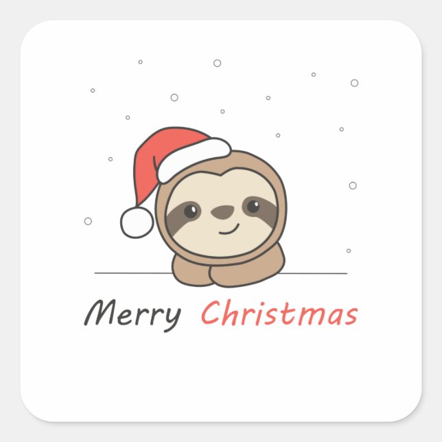Sticker Carré Sloth Noël Neige Hiver Animaux Fentes (Devant)