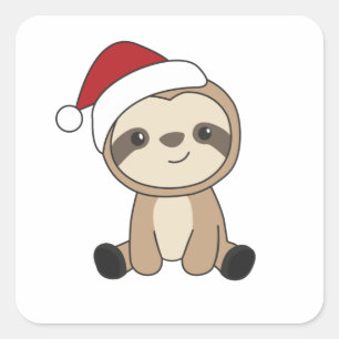 Sticker Carré Sloth Noël Neige Hiver Animaux Fentes