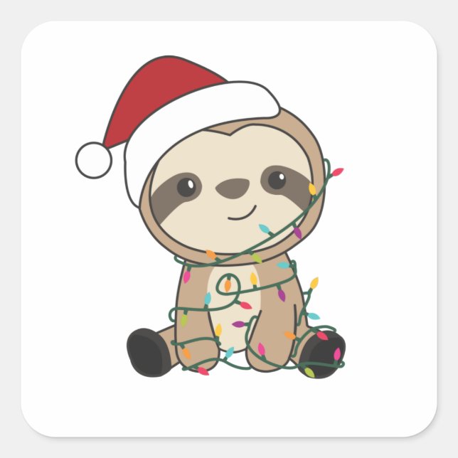 Sticker Carré Sloth Noël Neige Hiver Animaux Fentes (Devant)
