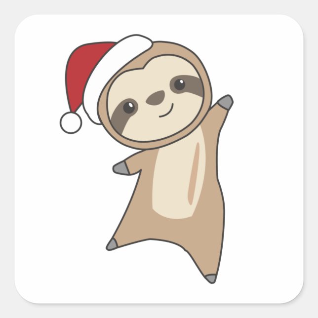 Sticker Carré Sloth Noël Neige Hiver Animaux Fentes (Devant)
