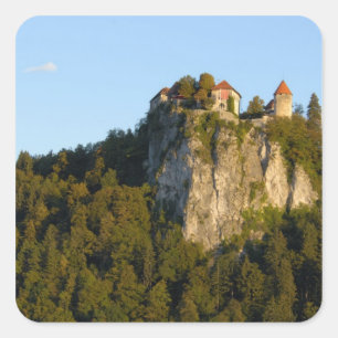 Sticker Carré Slovénie, Bled, lac de Bled, château de Bled sur