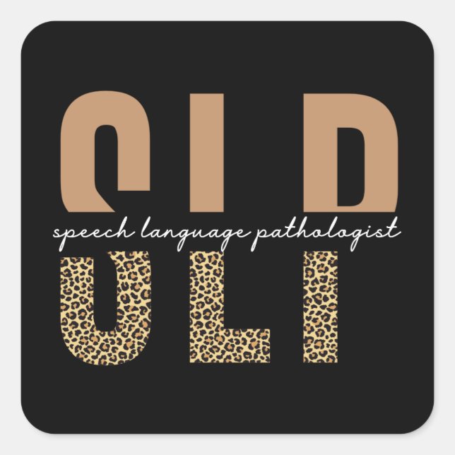 Sticker Carré SLP papier guépard orthophoniste cadeau (Devant)