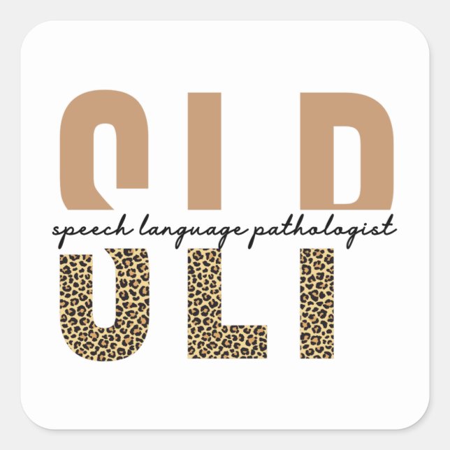 Sticker Carré SLP papier guépard orthophoniste cadeau (Devant)