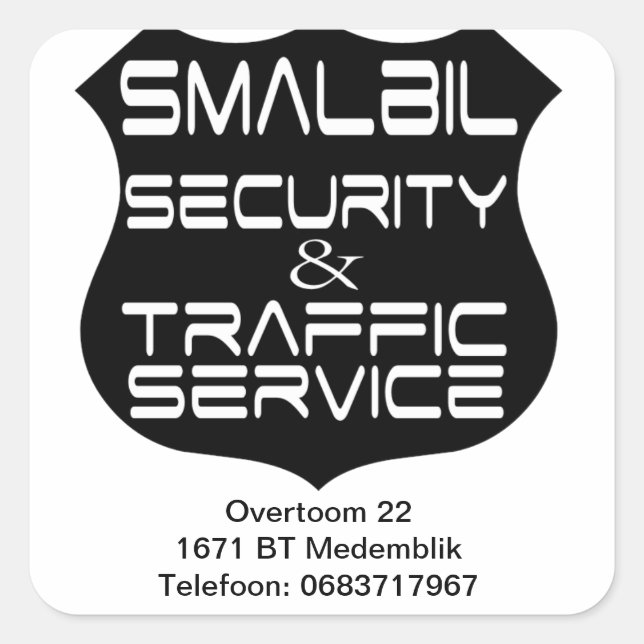 Sticker Carré Smalbil Security & Traffic Service (Devant)