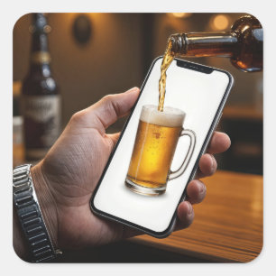 Sticker Carré Smartphone Beer Mug
