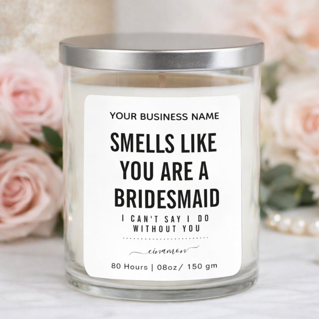 Sticker Carré Smells Like Bridesmaid Candle| Bridesmaid Proposal (Créateur téléchargé)