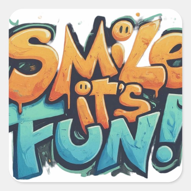 Sticker Carré Smile C'est amusant (Devant)