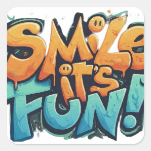 Sticker Carré Smile C'est amusant