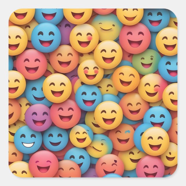 Sticker Carré Smile coloré Emoji (Devant)
