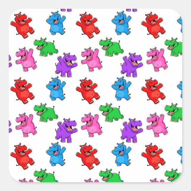 Sticker Carré Smiling Hippo Collection (Devant)