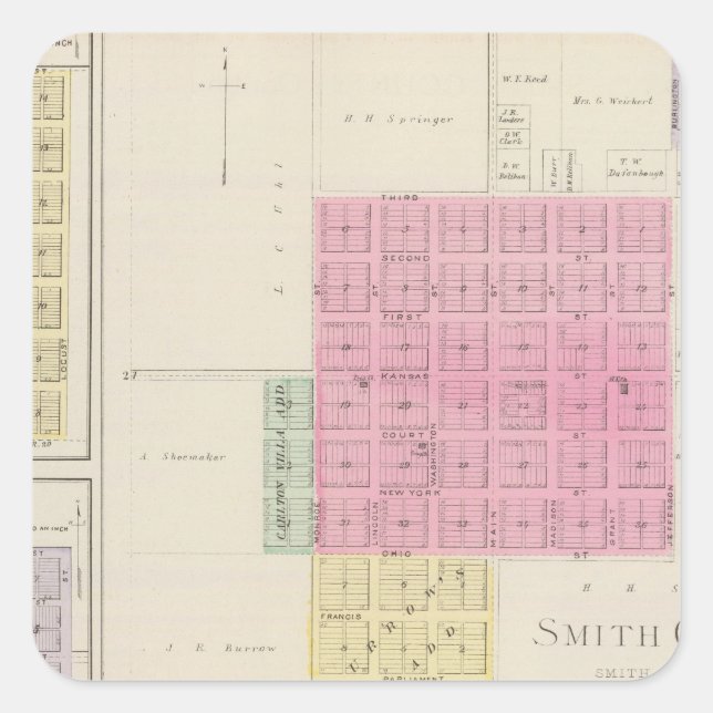 Sticker Carré Smith Centre, Gould City, Motor, Webster, Kansas (Devant)