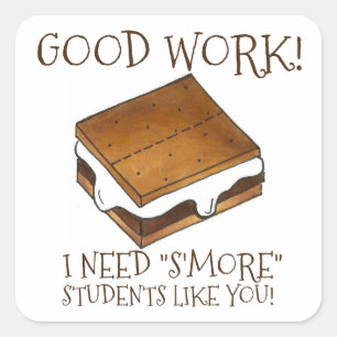 Sticker Carré S'more Étudiants Professeur Récompense Campfire Sm