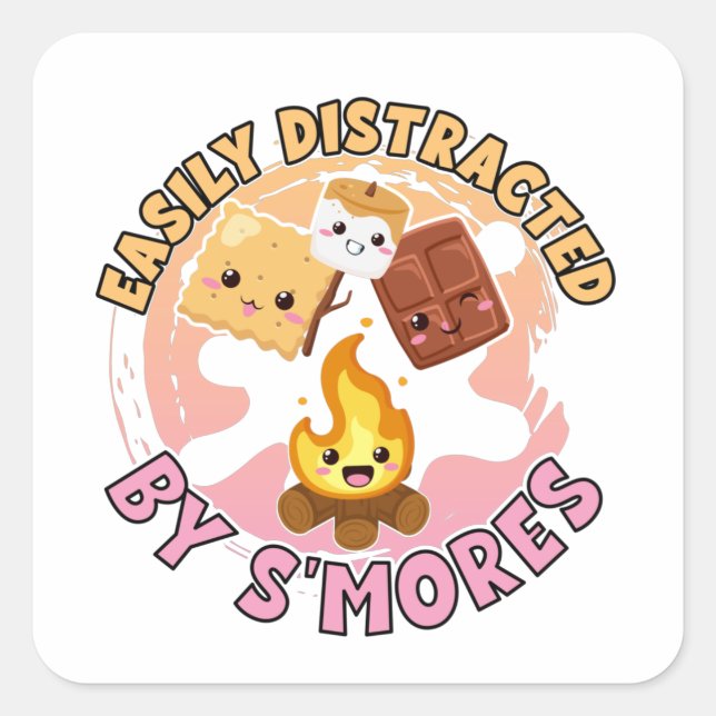 Sticker Carré Smores Cute Camping Camping Vacances Filles (Devant)