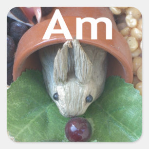 Sticker Carré Snacking de lapin mignon